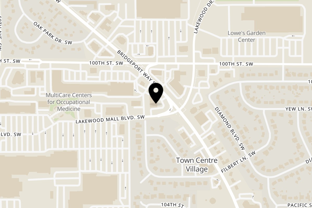 Map showing the location of Lemongrass & Chili on 10114 Bridgeport Way SW in Lakewood